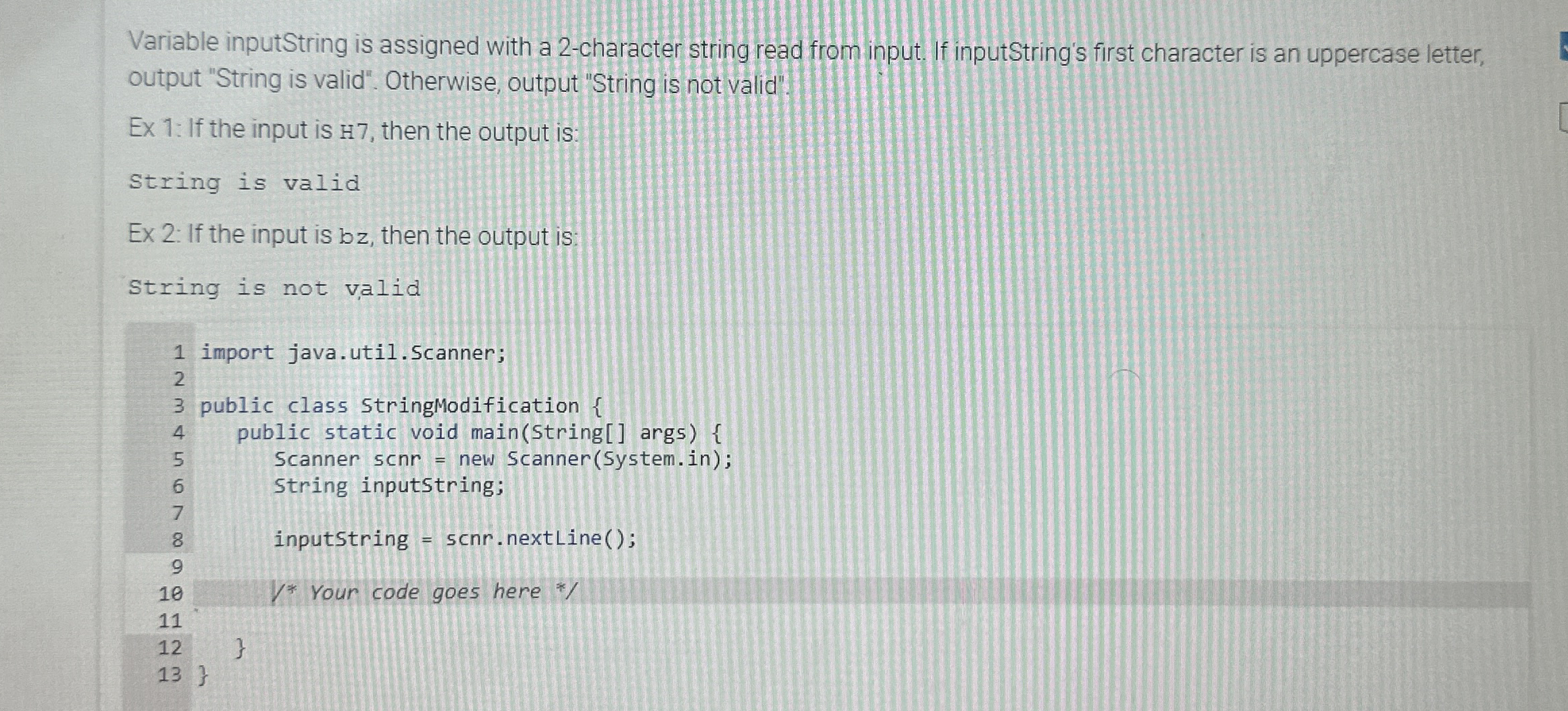 Solved Variable inputString is assigned with a 2-character | Chegg.com