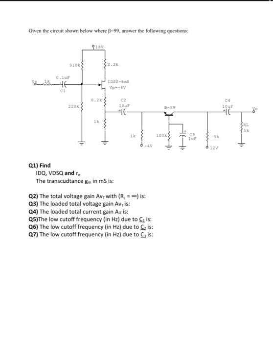 Solved Consider the circuit shown below, answer the | Chegg.com