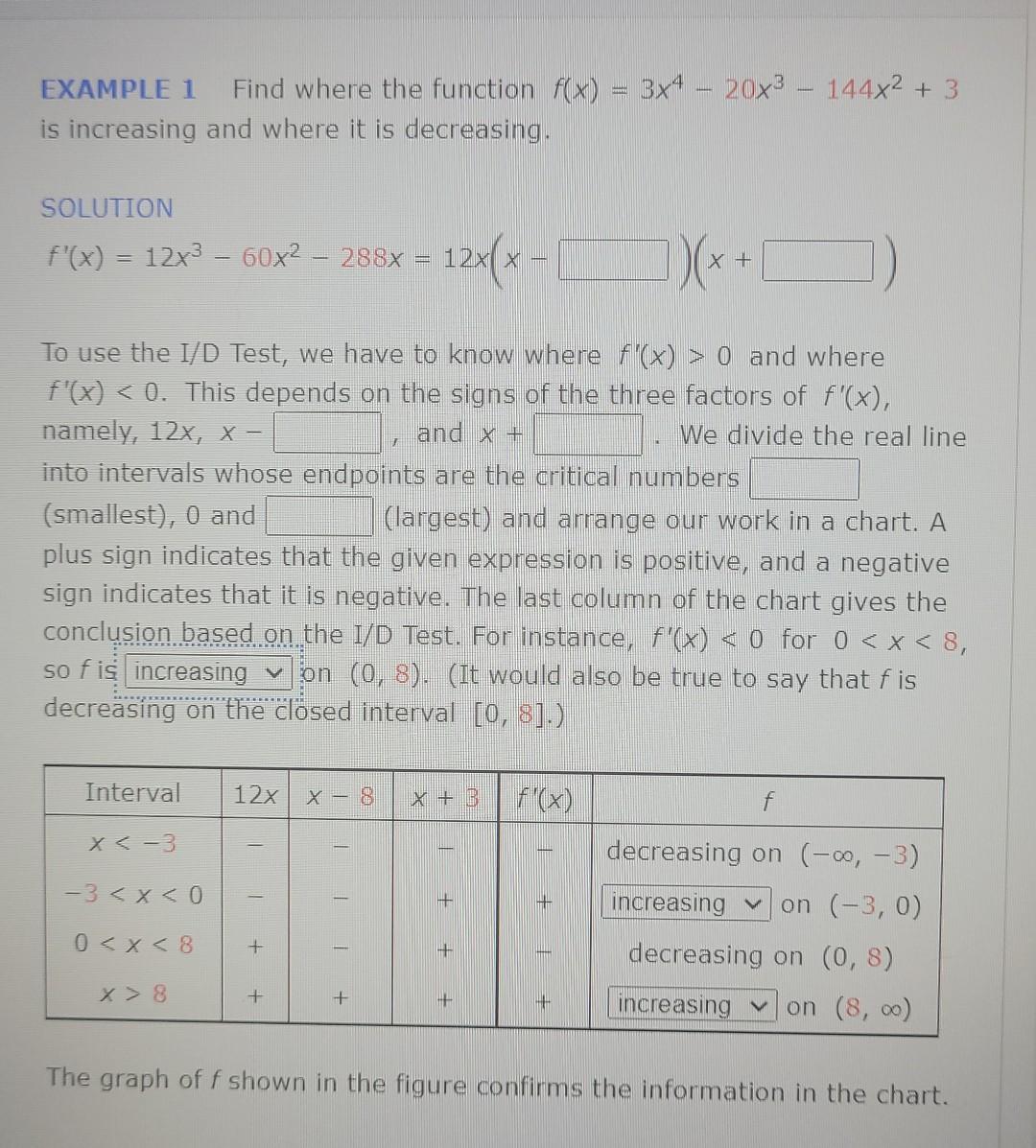 Solved EXAMPLE 1 Find where the function f(x) = 3x4 – 20x3 - | Chegg.com