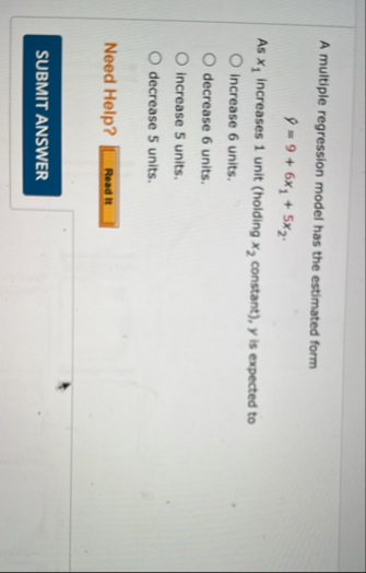 Solved A multiple regression model has the estimated | Chegg.com