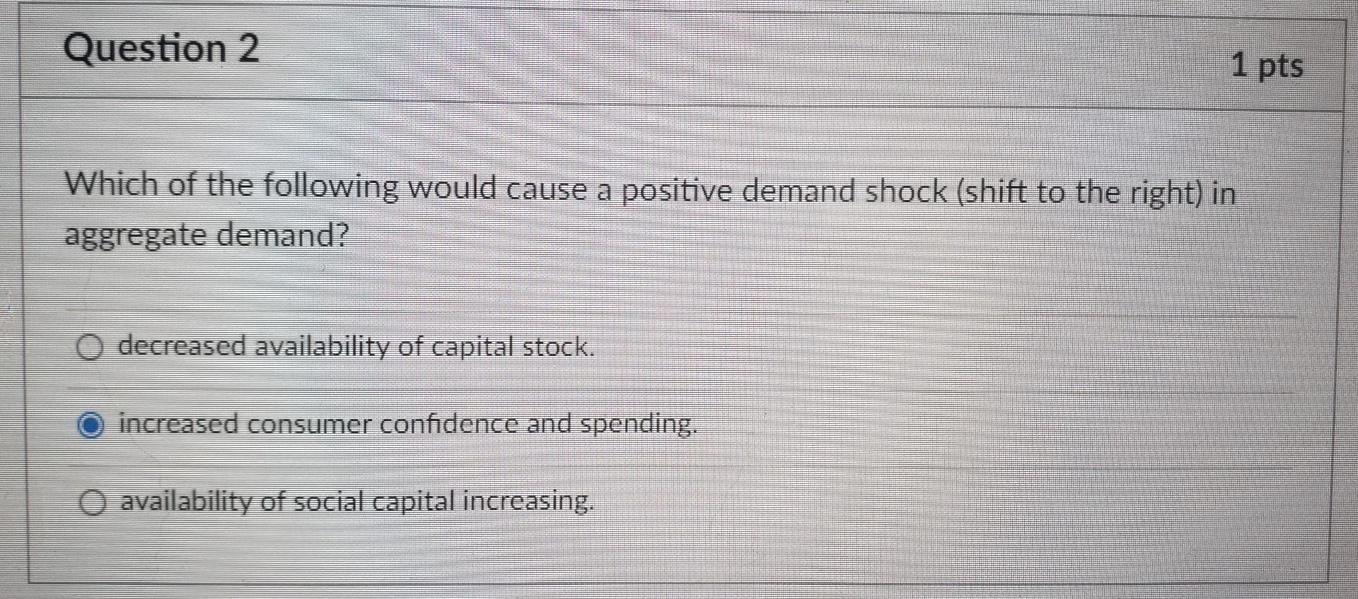 Solved Question 2 1 pts Which of the following would cause a | Chegg.com