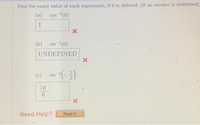 Solved Find the exact value of each expression, if it is | Chegg.com