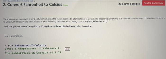 Solved Write a program to convert a temperature in | Chegg.com