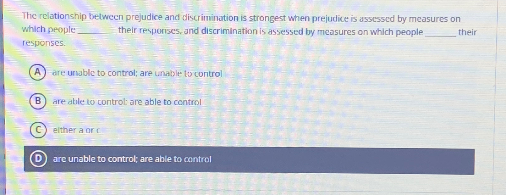 Solved The relationship between prejudice and discrimination | Chegg.com