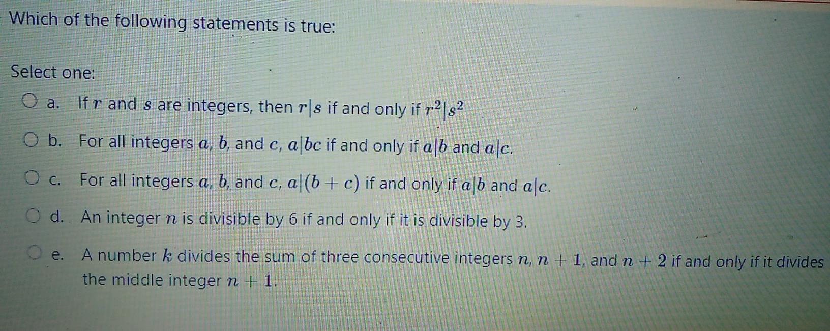 Solved Which Of The Following Statements Is True: Select | Chegg.com