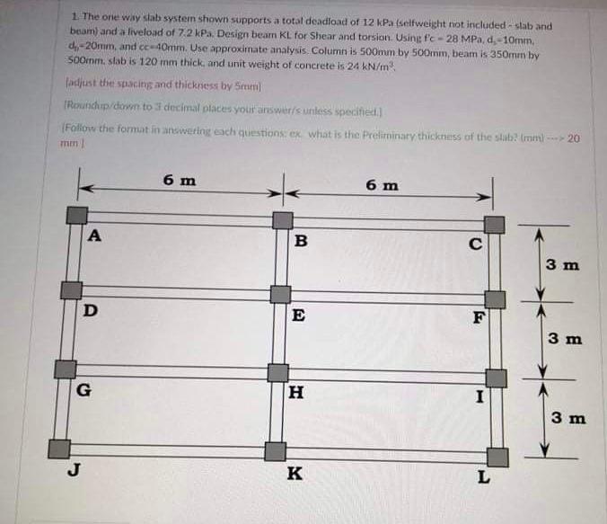 Solved 1. The one way slab system shown supports a total | Chegg.com