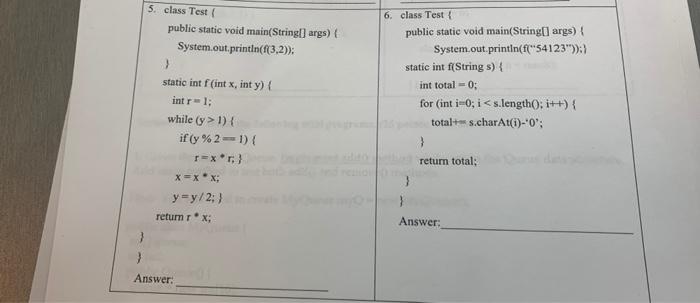 Solved 5. class Test public static void main(String[] args) | Chegg.com