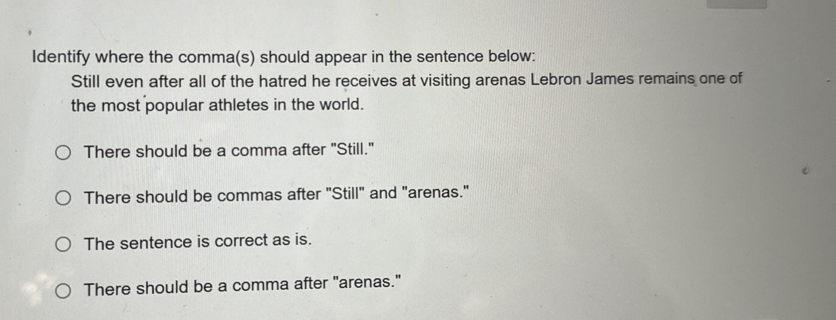 Solved Identify where the comma(s) ﻿should appear in the | Chegg.com