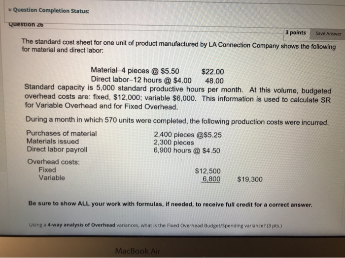 Solved Question Completion Status: Question 26 3 points Save | Chegg.com