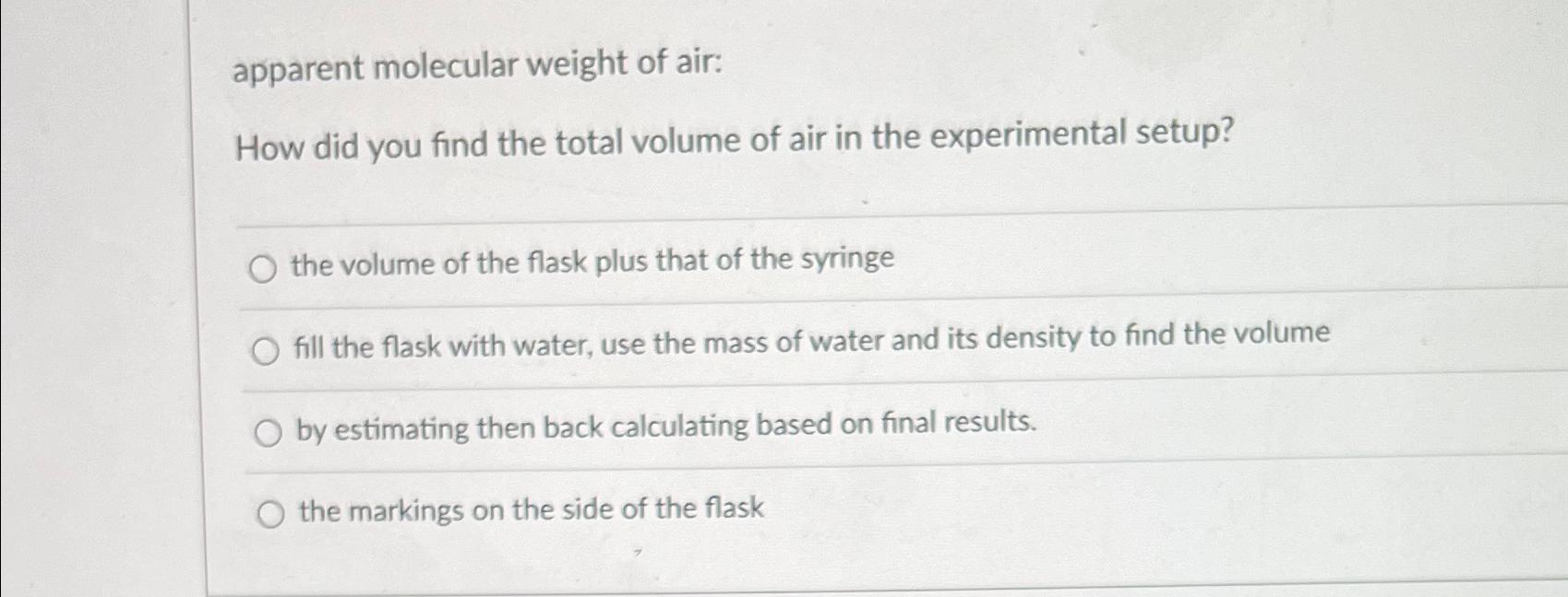 Solved apparent molecular weight of air:How did you find the | Chegg.com