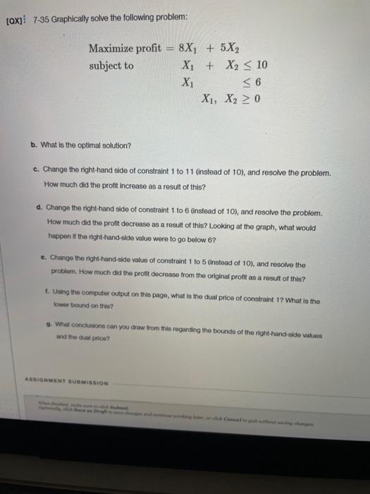 Solved [Q×]:7−35 Graphically solve the following problem: | Chegg.com