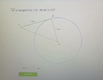 Solved HJharr ﻿is tangent to o.G. ﻿What is GJ ? | Chegg.com