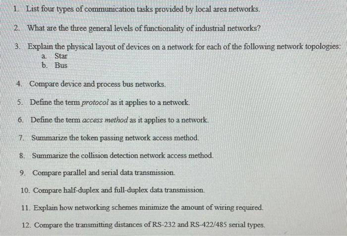 Solved 1. List four types of communication tasks provided by | Chegg.com