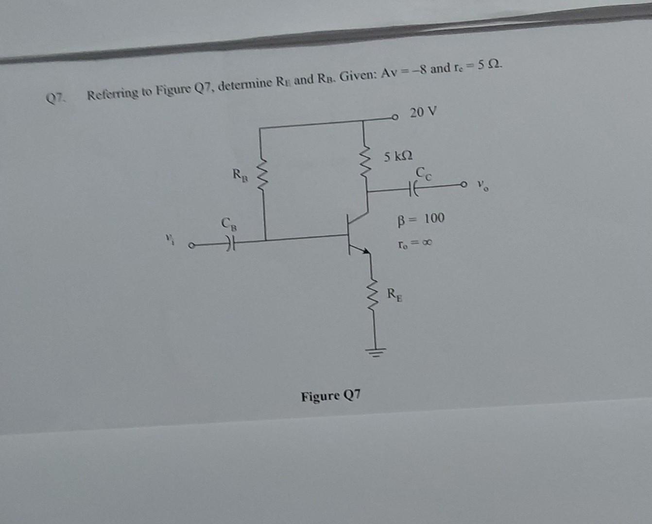 Solved A) Sketch Ac Equivalent Circuit Using Re Model B) | Chegg.com