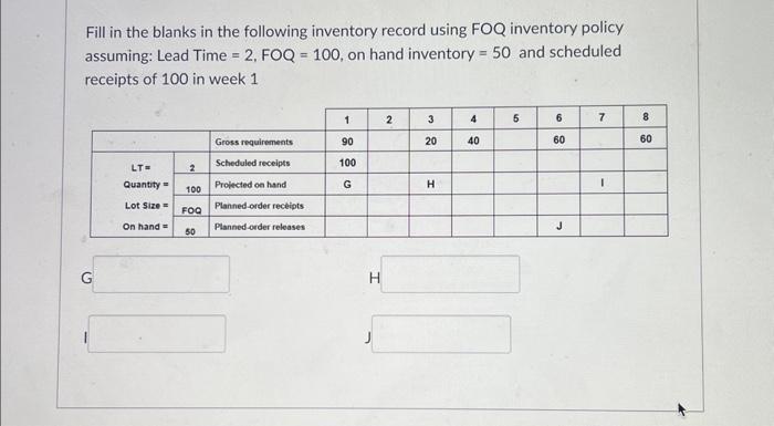 Solved Fill in the blanks in the following inventory record | Chegg.com