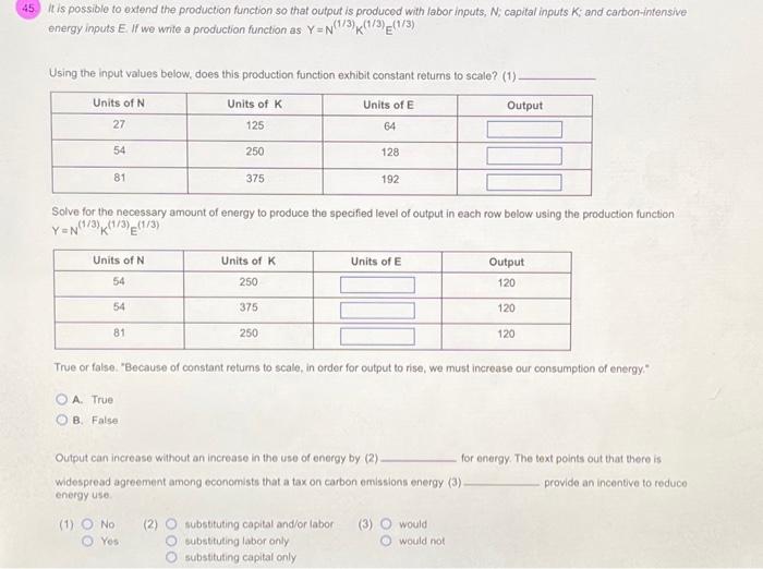 Solved 45. It is possible to extend the production function | Chegg.com