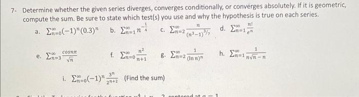 Solved How can I use the geometric series test to compute | Chegg.com