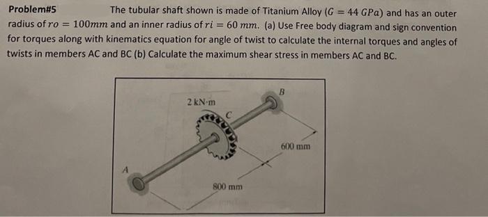 Solved Problem The Tubular Shaft Shown Is Made Of Chegg Com