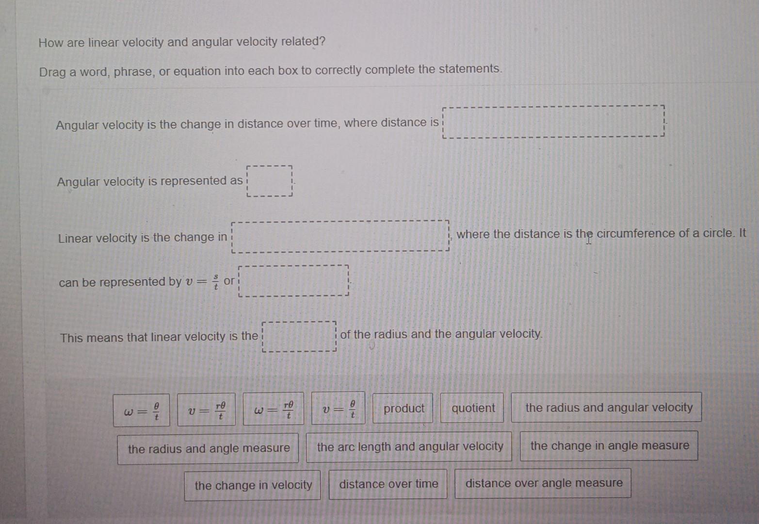 Solved How are linear velocity and angular velocity related? | Chegg.com