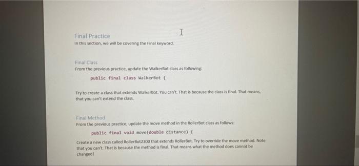 Solved Inheritance and Super Practice CREATE A NEW JAVA | Chegg.com
