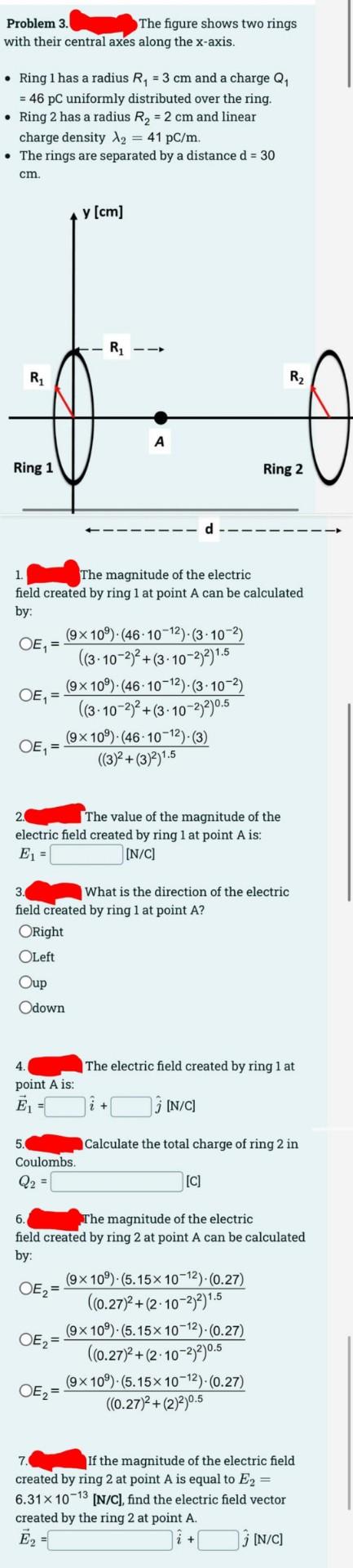 Conjoined Rings Problem Solved Problem 3. The figure shows two rings with their | Chegg.com