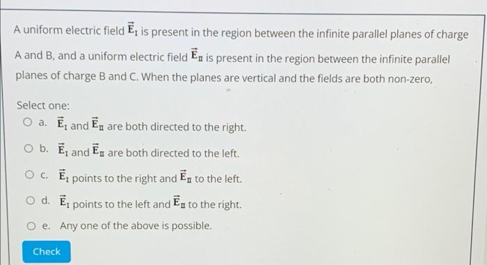 Solved A uniform electric field Ē, is present in the region | Chegg.com