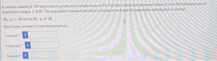 Solved A random sample of 139 observations produced a sample | Chegg.com