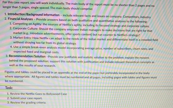 Solved For this case report, you will work individually. The | Chegg.com
