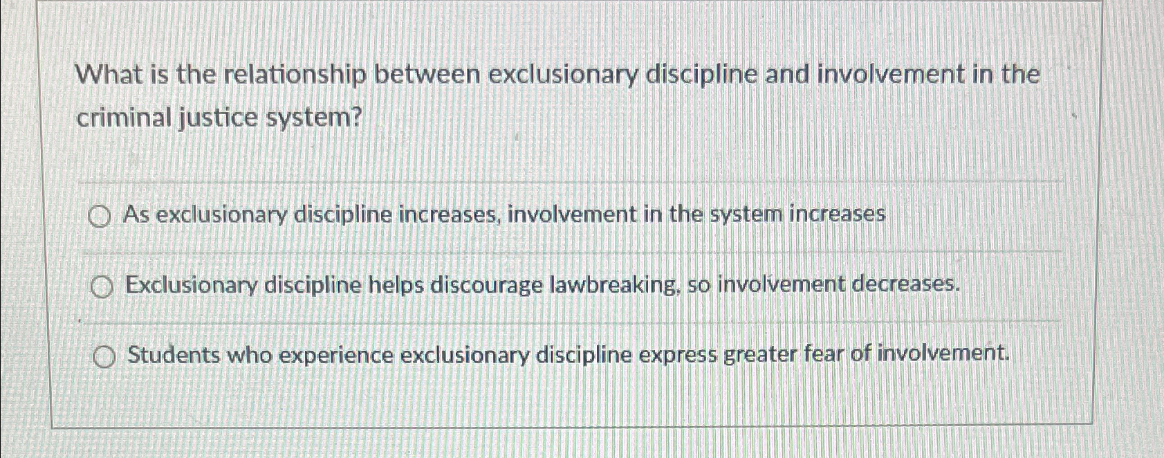 Solved What is the relationship between exclusionary | Chegg.com