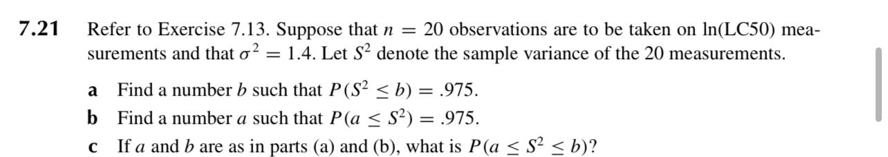 Solved 7.21 Refer to Exercise 7.13. Suppose that n=20 | Chegg.com