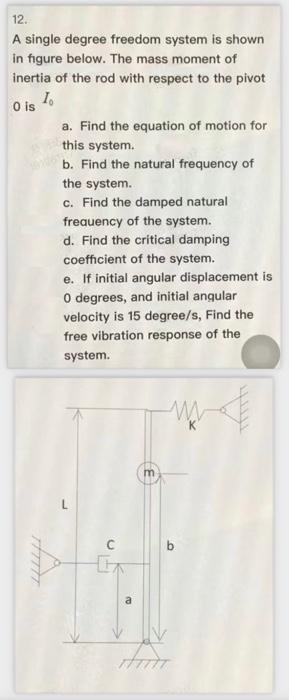 Solved 12. A single degree freedom system is shown in figure | Chegg.com