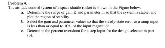 Solved Problem 4. The attitude control system of a space | Chegg.com