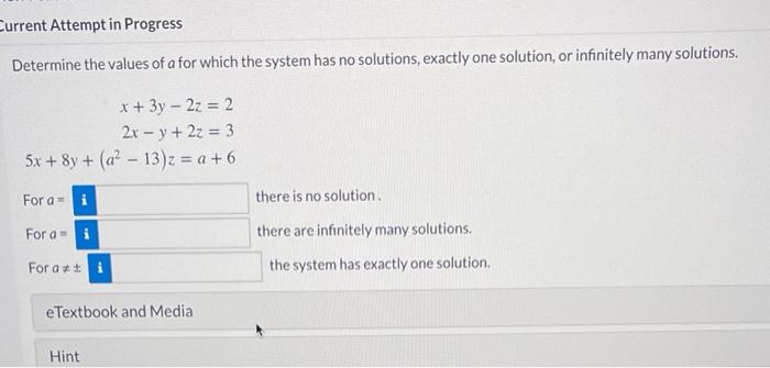 Solved Current Attempt in Progress Determine the values of a | Chegg.com
