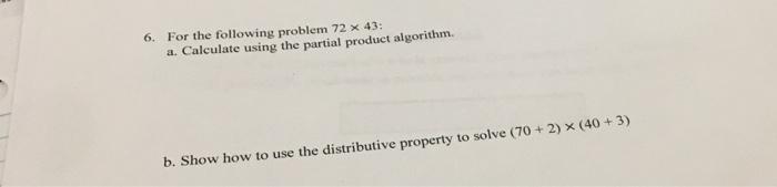 Solved 6. For the following problem 72 x 43: a. Calculate | Chegg.com