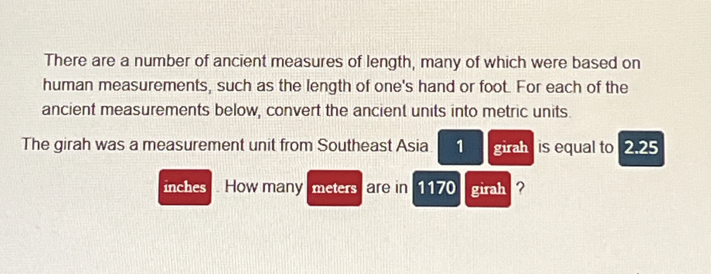 Solved There are a number of ancient measures of length, | Chegg.com
