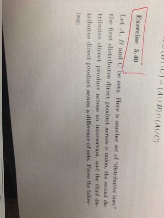 Solved Exercise 5.38 Let A And B Be Subsets Of Set U. Let A, | Chegg.com