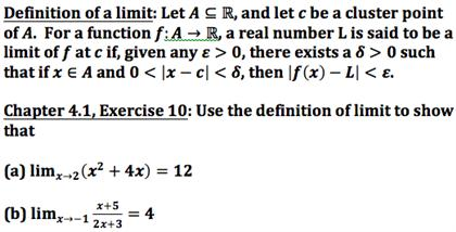 Solved Definition Of A Limit Let A R And Let C Be A Clu Chegg Com