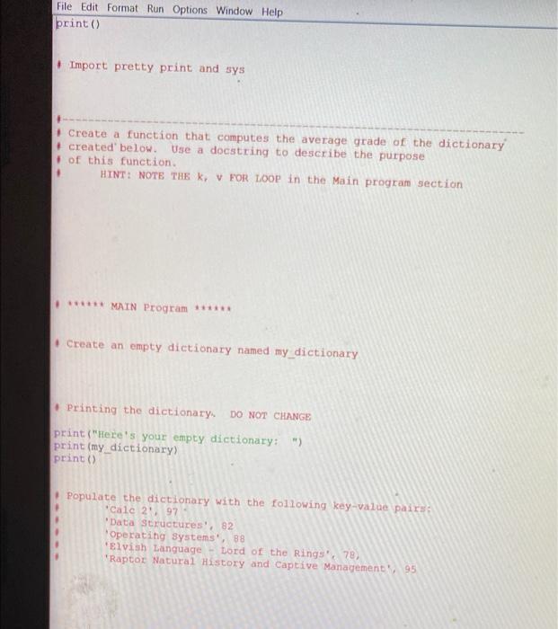 print () 1. Import pretty print and sys Create a | Chegg.com