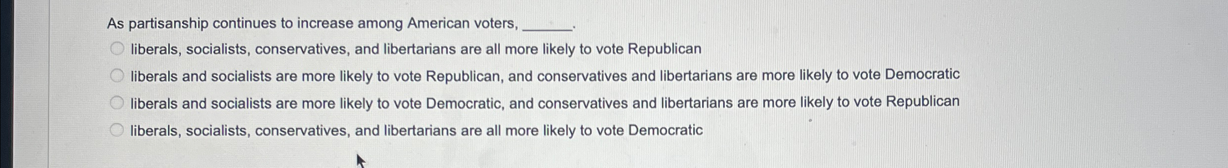 Solved As partisanship continues to increase among American | Chegg.com