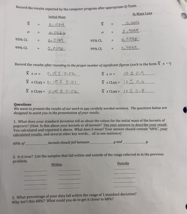 Solved Record the results reported by the compute its
