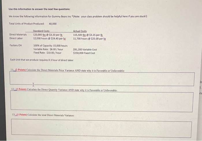 Solved Use this information to answer the next few | Chegg.com