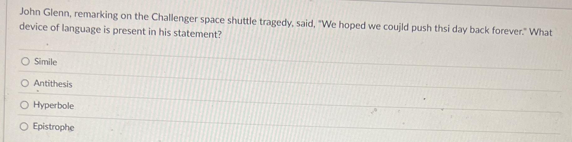 Solved John Glenn, remarking on the Challenger space shuttle | Chegg.com