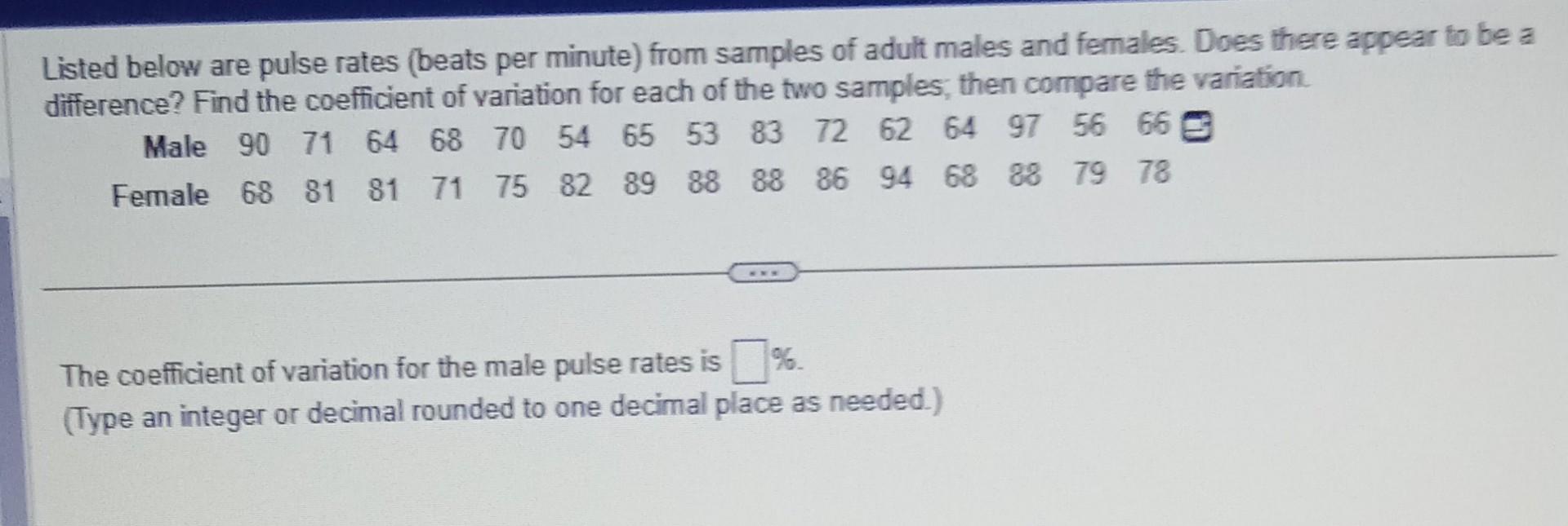 Solved Listed Below Are Pulse Rates beats Per Minute From Chegg solved-listed-below-are-pulse-rates-beats-per-minute-from-chegg
