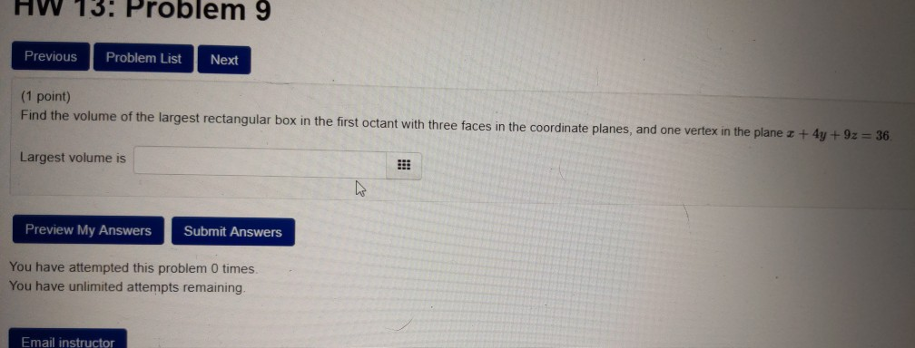 Solved 13Problem 9 Previous Problem List Next (1 point) Find | Chegg.com