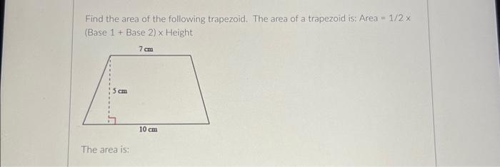 how to find the area of a trapezoid with base and height