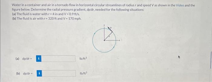 Solved Water in a container and air in a tornado flow in | Chegg.com