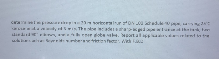 Solved determine the pressure drop in a 20 m horizontal run | Chegg.com