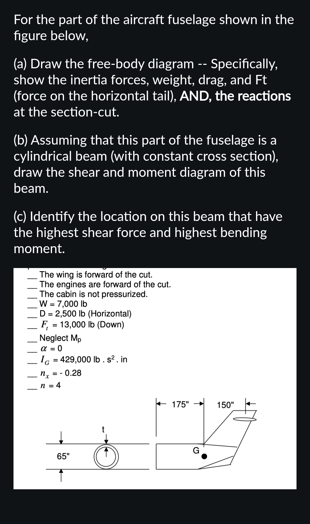 Solved For the part of the aircraft fuselage shown in the | Chegg.com