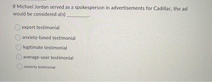 Solved If Michael Jordan served as a spokesperson in | Chegg.com