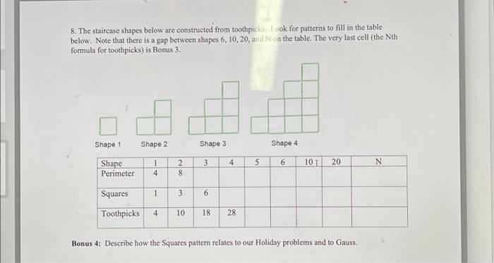 Solved 8. The staircase shapes below are construeted from | Chegg.com